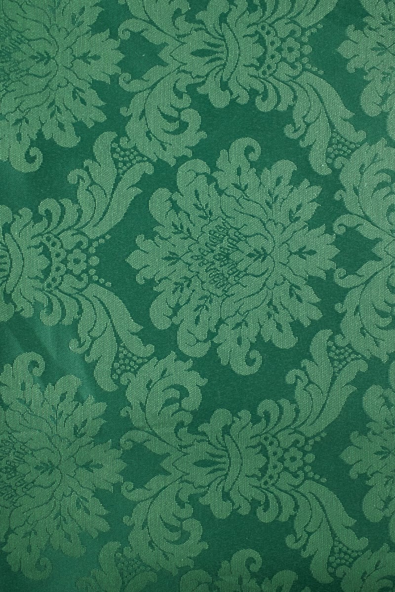 Damasco floral verde botella