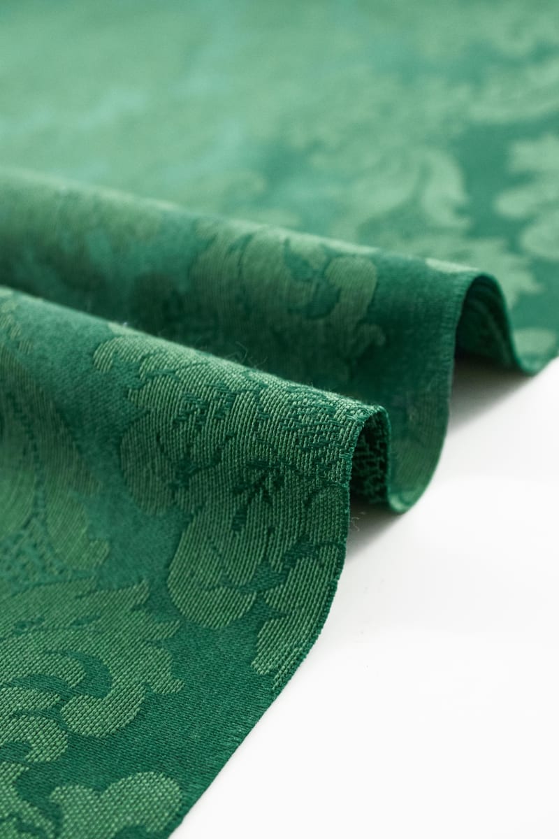 Damasco floral verde botella