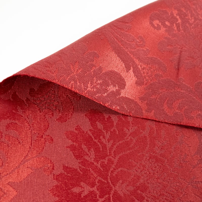 Damasco floral rojo profundo