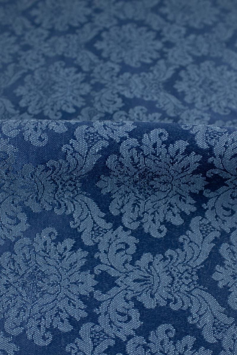 Damasco floral azul marino
