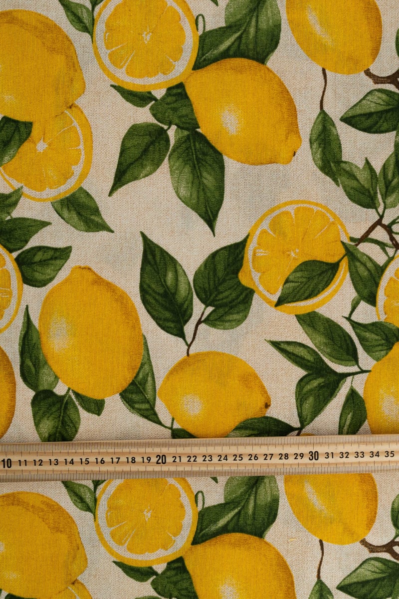 Loneta estampado limones amarillo