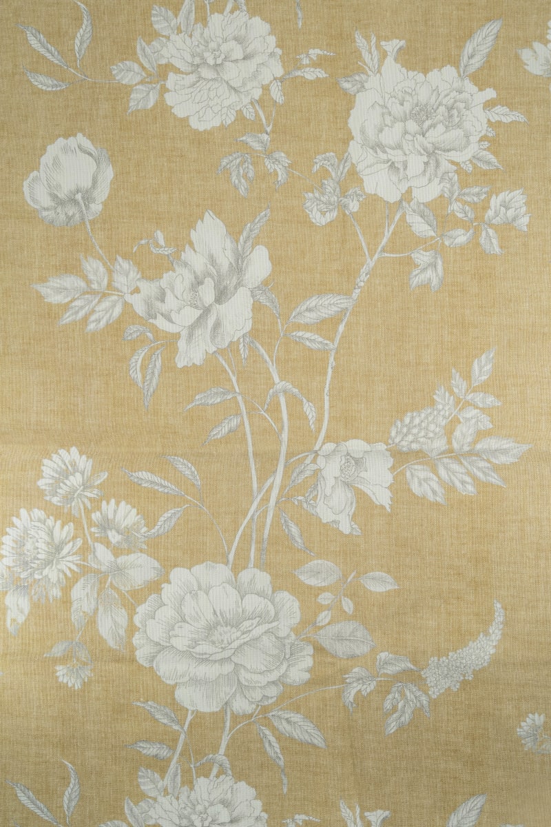 Loneta color mostaza estampado de flores