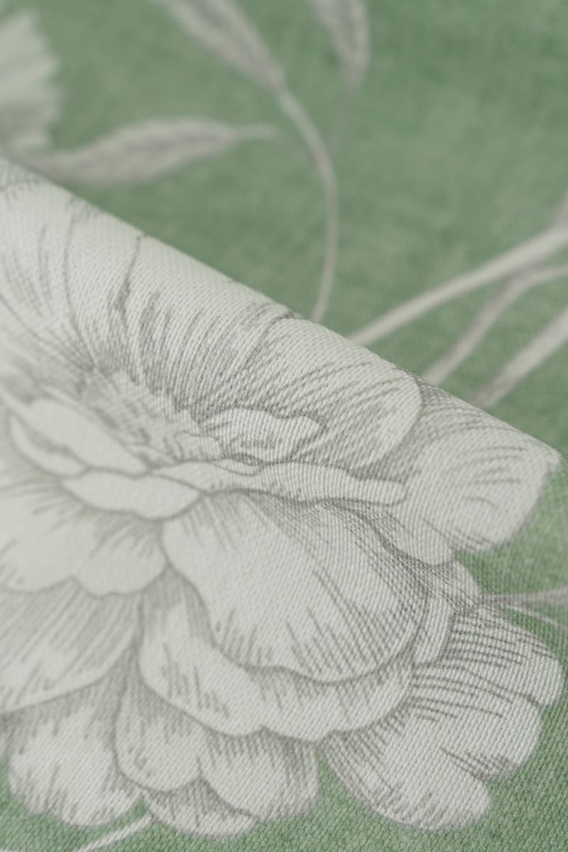 Loneta color verde estampado de flores