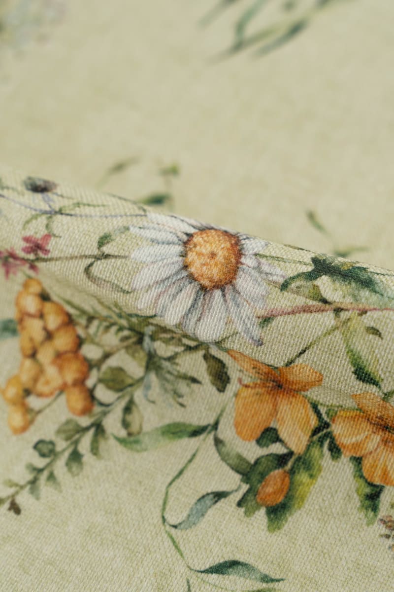 Loneta estampado flores color verde