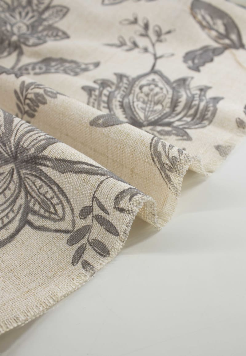 Loneta floral gris claro