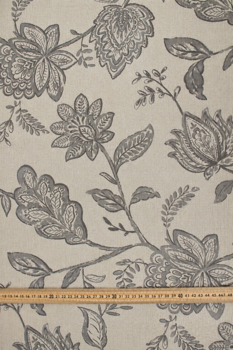 Loneta floral gris claro