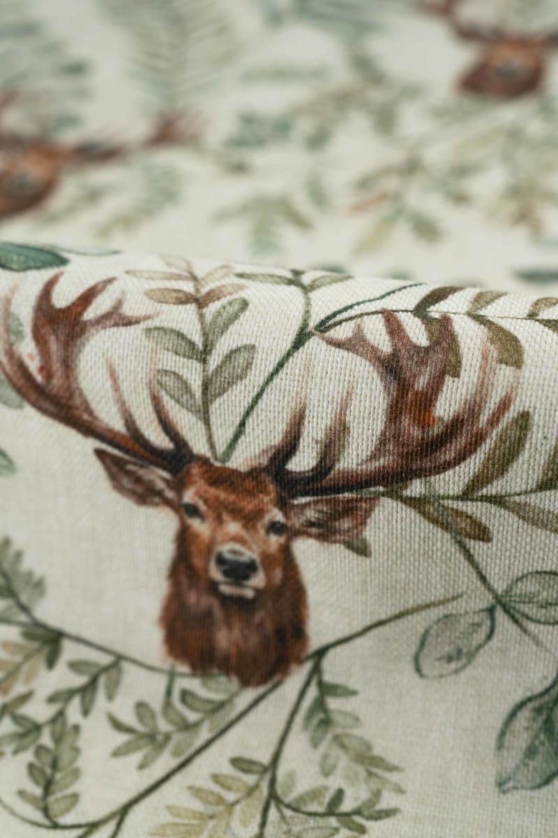 Loneta estampado plumas beige crudo