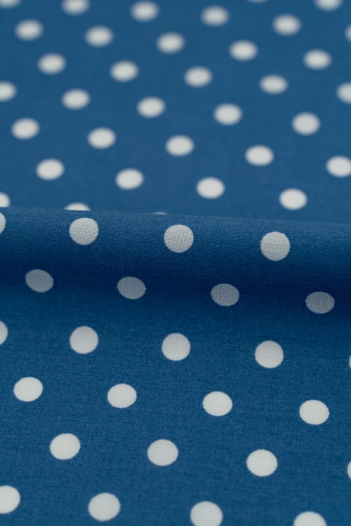 Popelin azul noche con lunar blanco de 8 mm