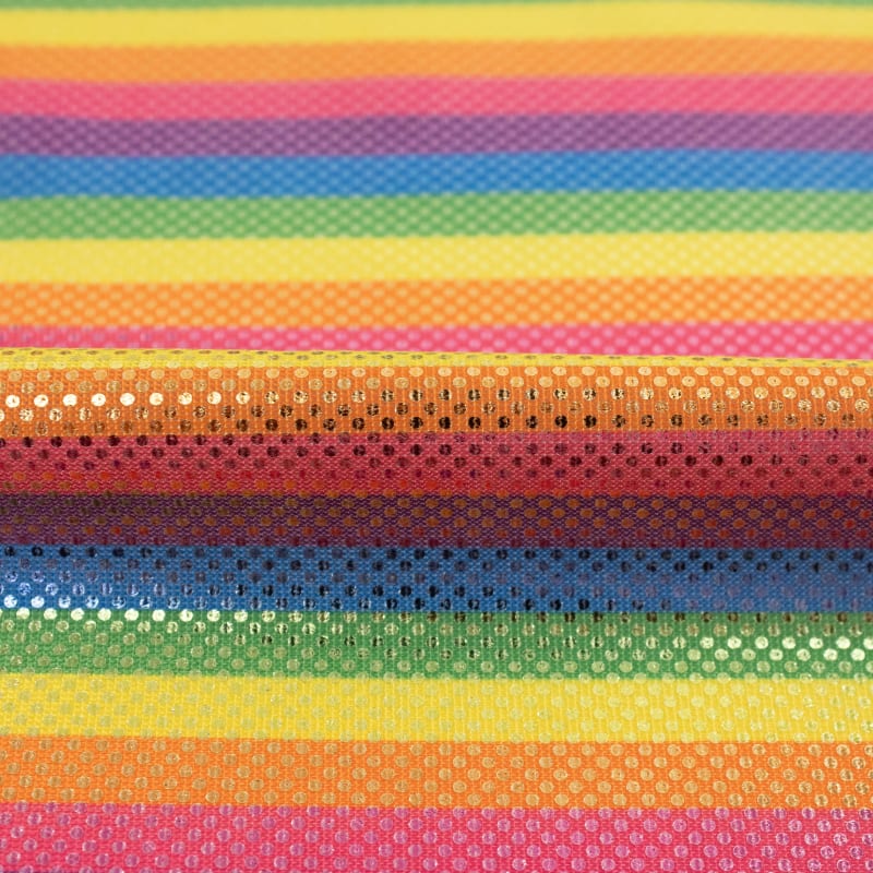 Spandex rayas arcoíris azul eléctrico