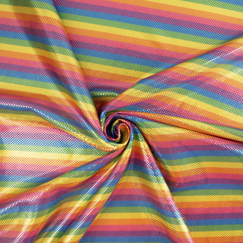 Spandex rayas arcoíris azul eléctrico