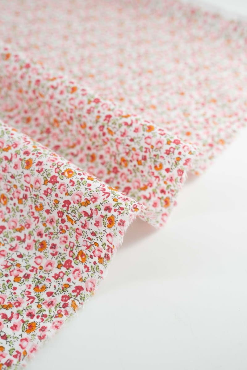 Popelín floral flores liberty oro rosa