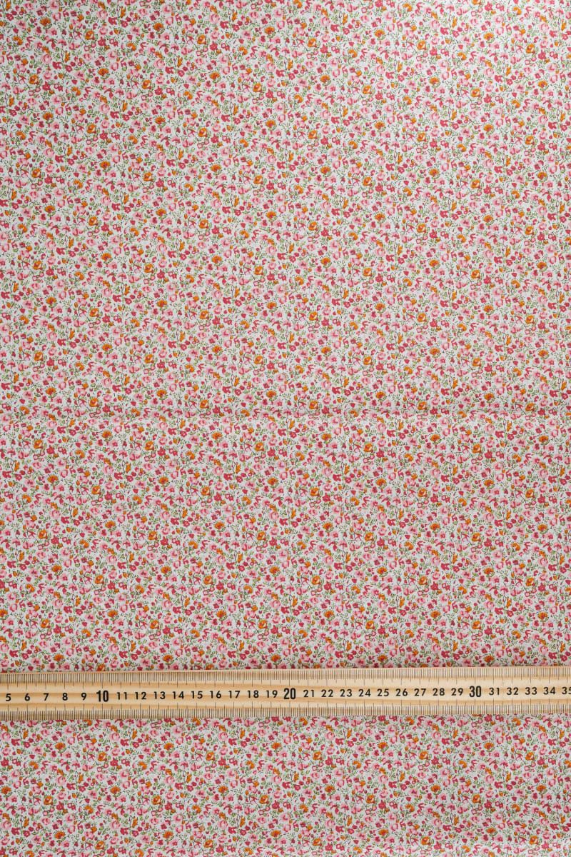 Popelín floral flores liberty oro rosa