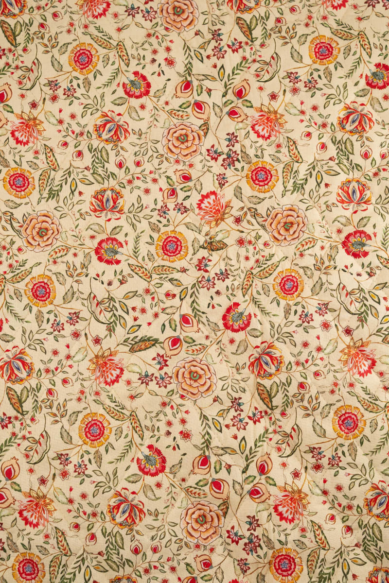 Acolchado estampado flores liberty beige crudo