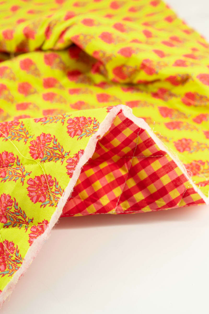 Acolchado estampado flores liberty verde lima