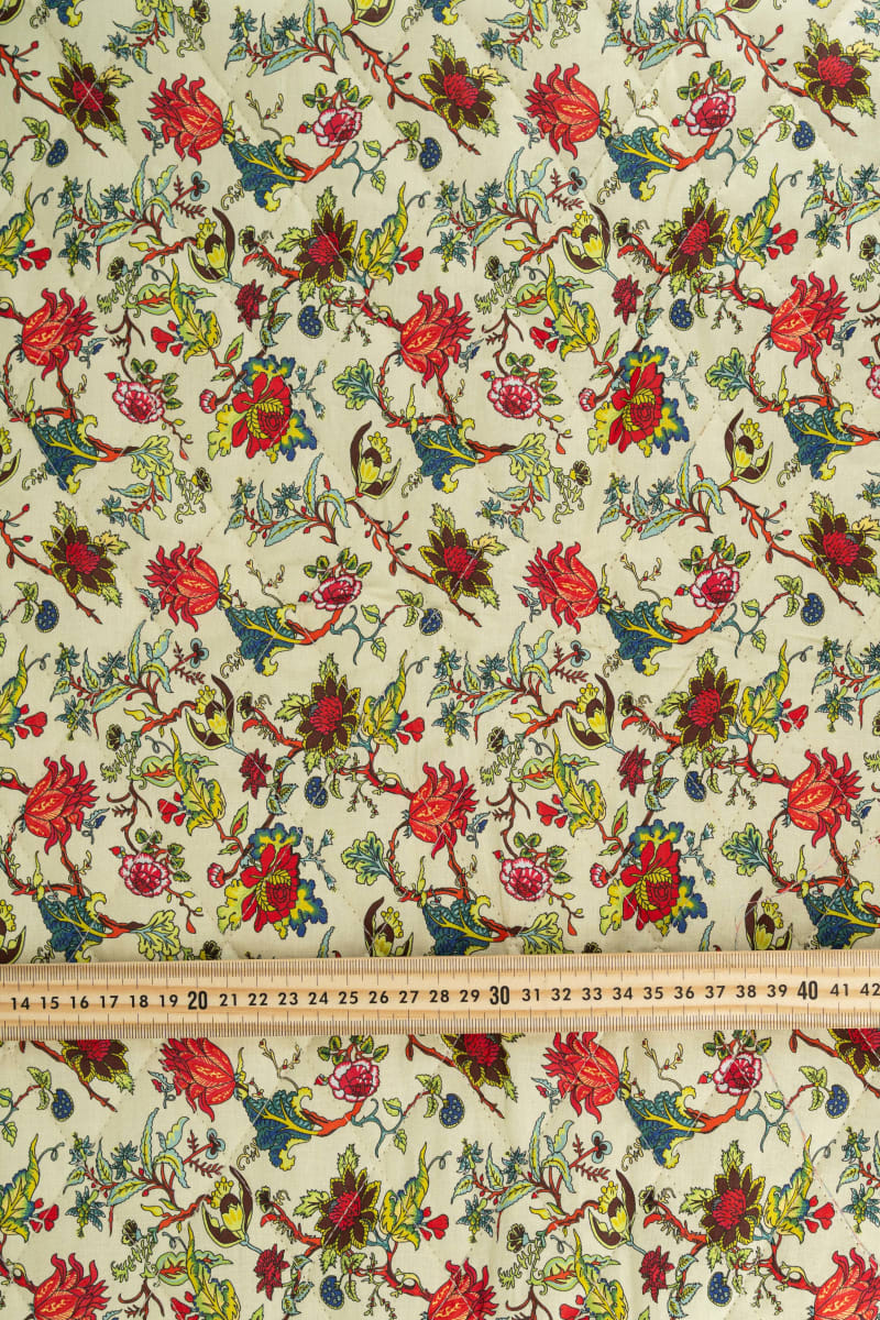 Acolchado estampado flores liberty verde seco
