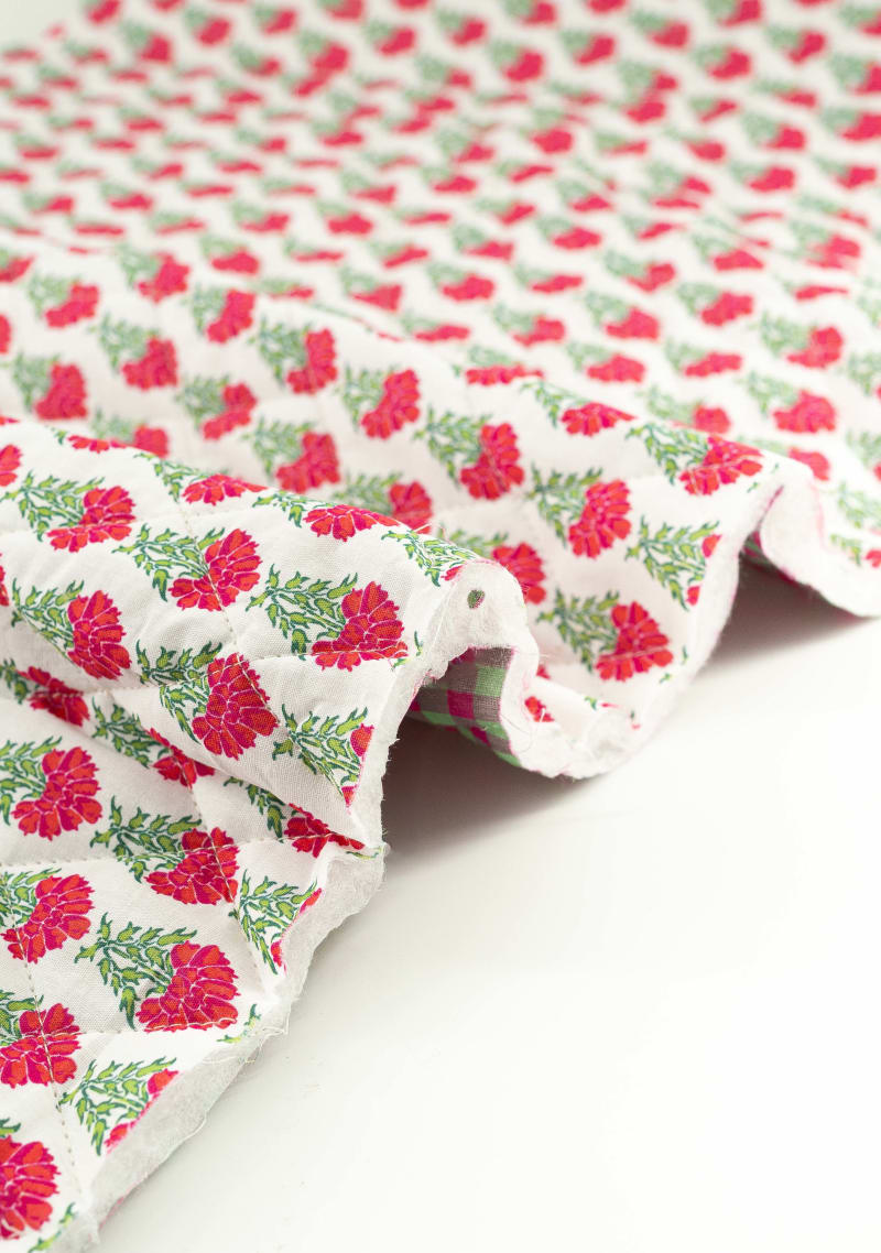 Acolchado estampado flores liberty rosa magenta