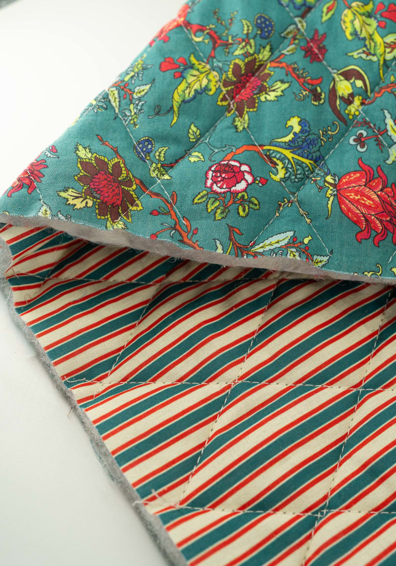 Acolchado estampado flores liberty verde botella