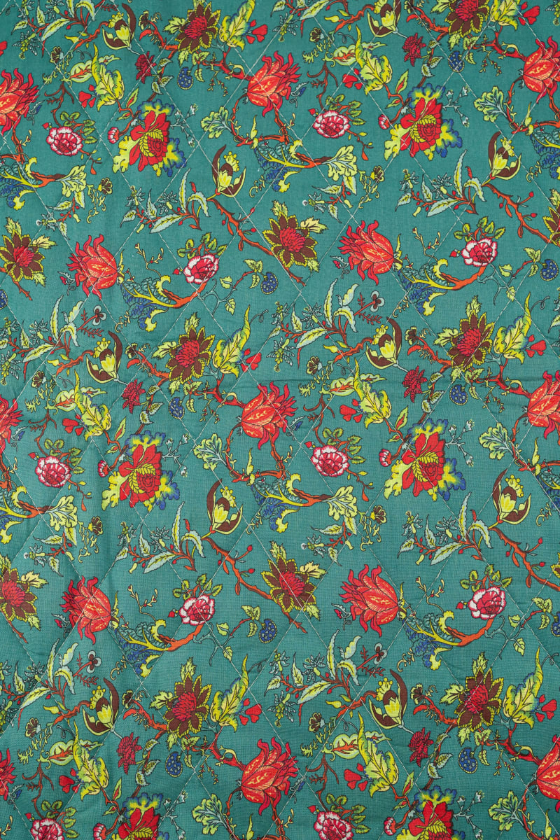 Acolchado estampado flores liberty verde botella