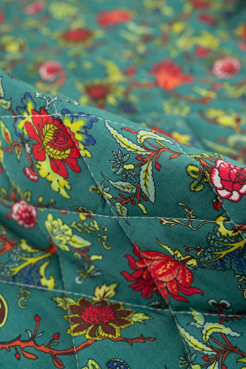 Acolchado estampado flores liberty verde botella