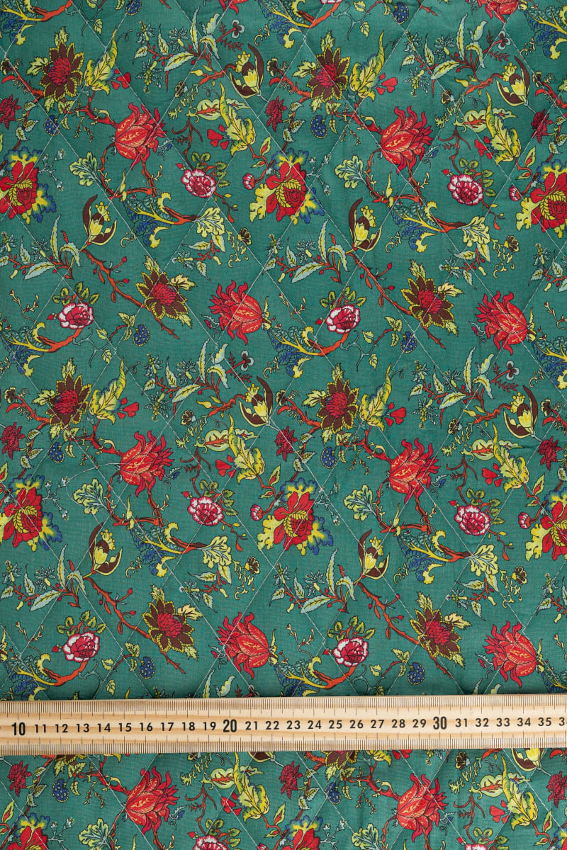 Acolchado estampado flores liberty verde botella