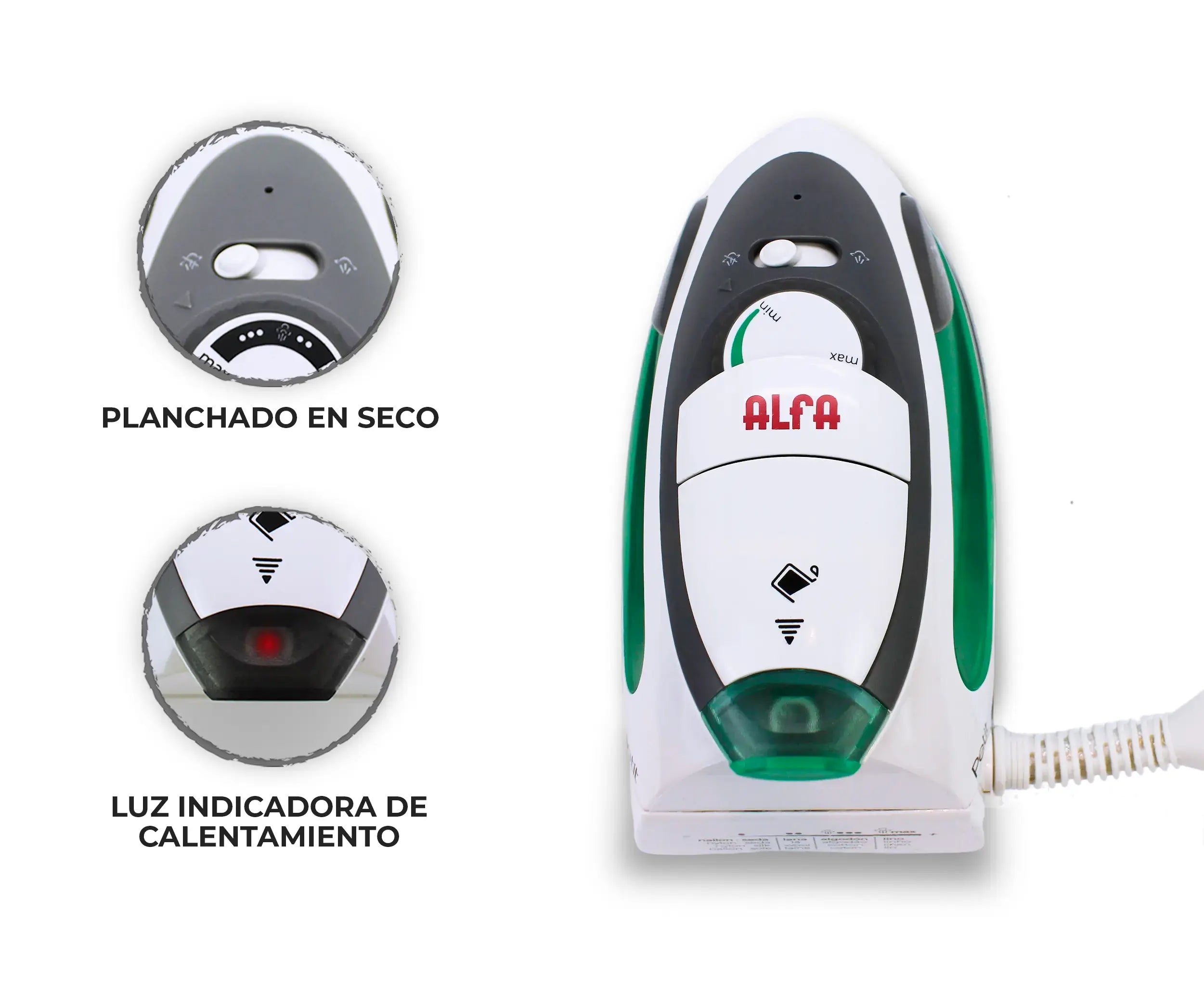 Plancha tamaño compacto en colores verde azul y gris